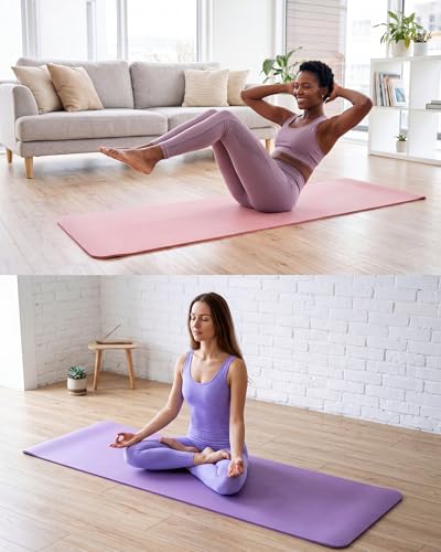 Image of Woanger Yoga Mats (72x24) 3 /8 Inch Thick Exercise Yoga Mat for Home Workout with Strap Non Slip Pilates Gym Supplies for Women Men