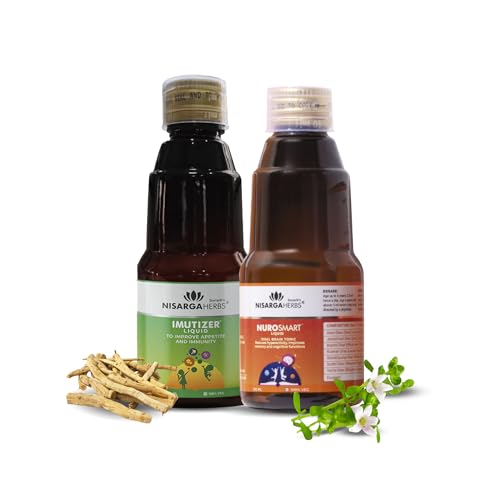 Image of SONARK'S NISARGA HERBS Nurosmart & Imutizer Syrup Kit (150ml Each) - 100% Organic Ayurvedic Brain & Immunity Support - Natural Cognitive & Immune Wellness Tonic for Children