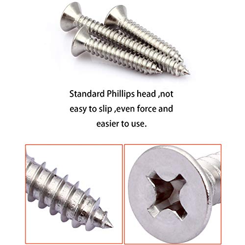 100 tornillos M4x30mm acero inoxidable cabeza plana Phillips miniatura 5