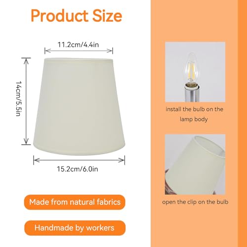 Lamp Shades Ceiling 2 Pack Small Lamp Shades for E14 Bedside Light Chandelier Barrel Pendant Tablelamp 4.4x6.0x5.5in - Image 3
