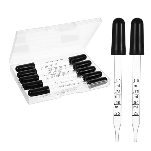 10 Stück Glaspipette 1ml,Silikon Liquid Dropper,Glass Pipette Dropper,Glastropfer mit Messungen,Pipettentropfer