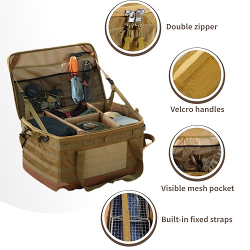 Tactical Camping Storage Bag, 30L Collapsible Bag with 3 Adjustable Dividers and handle, Heavy Duty Duffel for Outdoor Camping Travel Picnic3