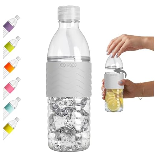Copco Hydra Reusable Tritan Water Bottle with Spill Resistant Lid and Non-Slip Sleeve, 16.9-Ounce, Chevron Gray