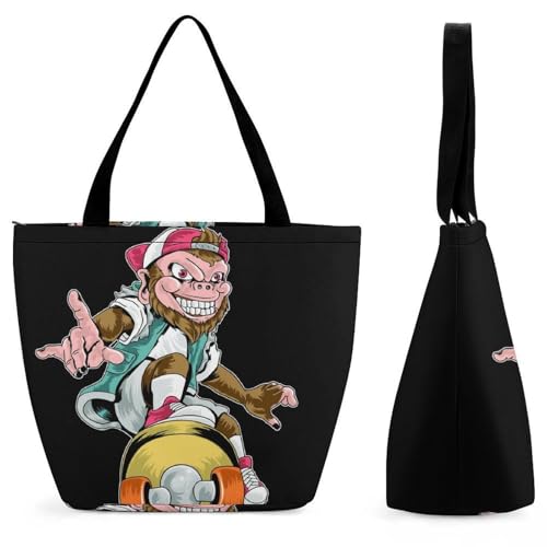 Sac de shopping singe skateboard pour femme grand cabas de voyage
