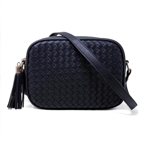 Image of AFKOMST Woven Crossbody Bag, Small Summer Purse and Boho Bag for Women | Vegan Leather, Roomy Space, 2.3L Capacity, fits iPad mini /Long Wallet /Kindle, Versatile for Daily Use /Casual /Date /Office