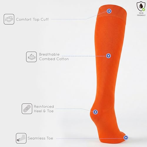 Image of Mysocks Knee High Socks for Women Men Combed Cotton Seamless Toe Tall Long High Socks