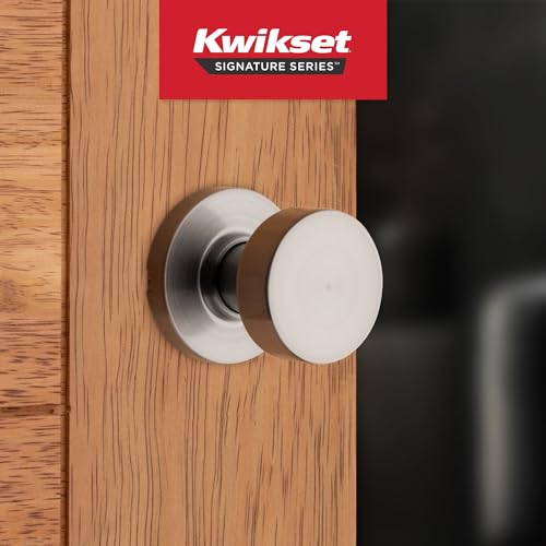 Image of Kwikset Pismo Interior Passage Door Knob, Handle For Closet and Hallway Doors, Non-Locking Doorknob in Satin Nickel, with Microban Protection