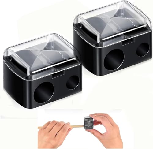 Ginddy Sacapuntas Lapiz Ojos,2 Profesionales Sacapuntas Maquillaje Doble Punta para Lápices de Ojos/Cejas/Labros,Diseño Antideslizante y Portátil Afilador Cosmético para Delineador, Lápiz Negro