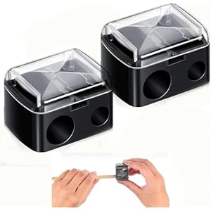 Ginddy Dual Hole Cosmetic Pencil Sharpener,2 PCS Lip Liner Sharpener Eyeliner & Eyebrow Pencils Makeup Sharpener with Removable Lid Travel-Friendly Sharpeners Fits All Makeup Pencils