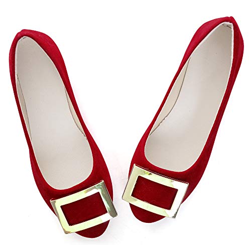 VFDB Women's Fashion Faux Suede Floral Ballets Flats,Slip On Pointy Toe Comfort Driving Loafers Big Size 10,Black - Image 3