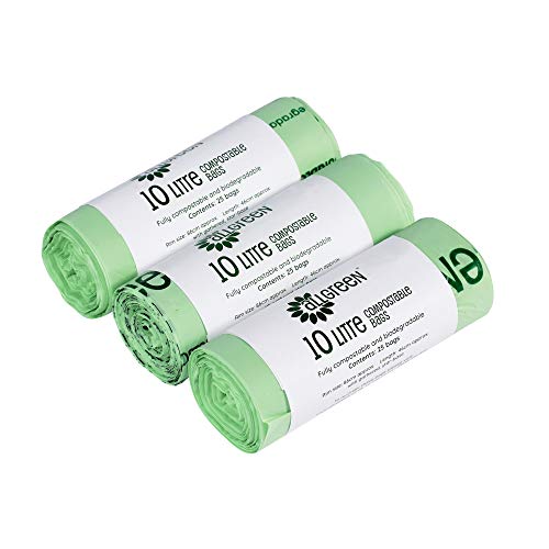 All-Green Large Kitchen Caddy Compostable Liners-75 Bags, 10 litre