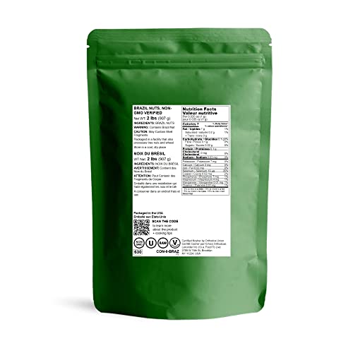 Raw Brazil Nuts, 2 Pound – Non-GMO Verified, Raw, Whole, No Shell, Unsalted, Kosher, Vegan, Keto and Paleo Friendly, Bulk, Good Source of Selenium, Low Sodium and Low Carb Food, Great Trail Mix - Thumbnail 2