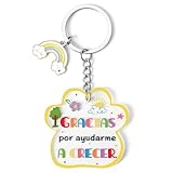 QWZify Regalo Profesora Infantil Navidad Llavero Profesora, Llaveros de Acrílico Regalos para Profesores Primaria Llavero profe Llaveros Originales Acrílico Regalo Gracias por Ayudarme a Crecer