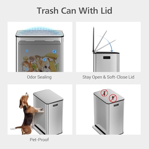 Caneca de Basura Rectangular de Acero Inoxidable 60 L miniatura 4