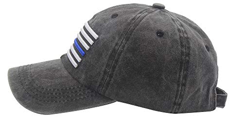 Image of OASCUVER Men's USA American Flag Baseball Cap, Washed Distressed Cotton Adjustable Thin Blue Line Hat