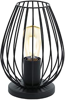 EGLO Floor light Newtown, vintage standing lamp made of black steel, living room lighting with foot switch, E27 socket