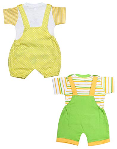Image of babeezworld dungaree for Boys & Girls casual printed pure cotton-Pack of 2 (9101990001181; Multi Colour)