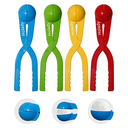 Holady Snowball Maker Clip,Snowball Maker Tool with Handle for Snow Ball Fights, Snow Toys Kids Winter Outdoor Toys Snow Ball Clip Snow Games for Kids(4PCS)