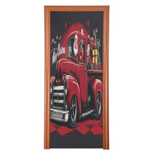 J JOYSAY Christmas Santa Car Door Decorations Door Cover Christmas Decoration Front Door Covers Decoraions for Christmas Party Supplies,32x79 in