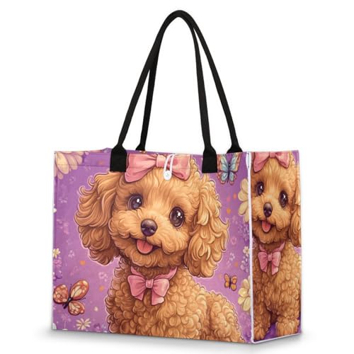 Teddy Puppy Tote Bag for Women Large Beach Bag Reusable Tote Bags for Work Travel Beach Shopping