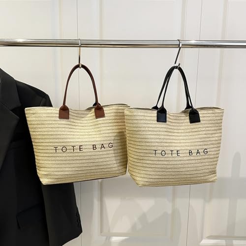 Bolso tote femenino de paja tejido para playa verano miniatura 3