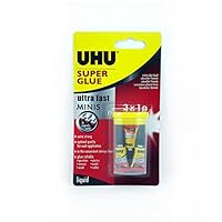 UHU Super Glue Ultra Fast Liquid Minis 1ml Card of 3, (33-45415)