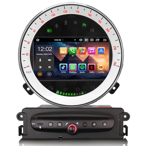 Erisin 7 Pouces Android 14 Autoradio GPS Navigateur pour BMW Mini Cooper R56 R55 R57 Écran CarPlay Voiture Android Auto Bluetooth 5.0 WiFi 4G DSP Dab+ RDS USB...