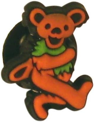 Grateful Dead Orange Dancing Bear Doo-Dad Shoe Charm for Rubber Clogs and Sandals