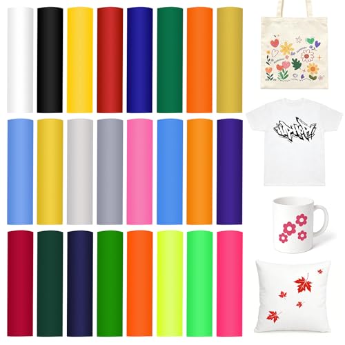 MENUY 24 Stück Infusible Ink Folie Infusible Transfer Ink Sheets 30.5 * 11.5cm Unschmelzbare Transfer Tintenblätter Sublimationsfolie für DIY Tasse T-Shirt Taschen (Einfarbig)