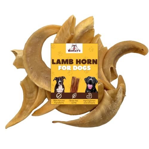 Woofleys Lamb Horn (2 Count) Lamb Horn Antler Dog Chews - Horn Bones for Dogs - Long Lasting Horn Dog Chews