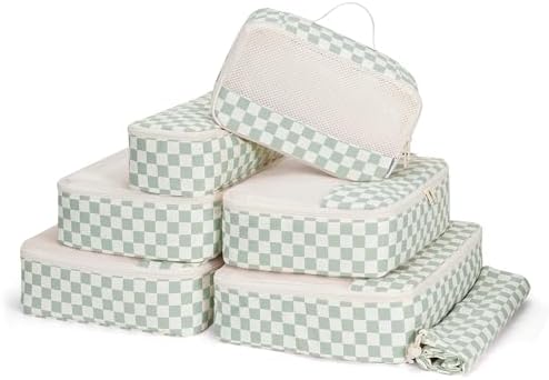 Narwey 7 Set Checkered Packing Cubes for Travel Kids Women, Durab...