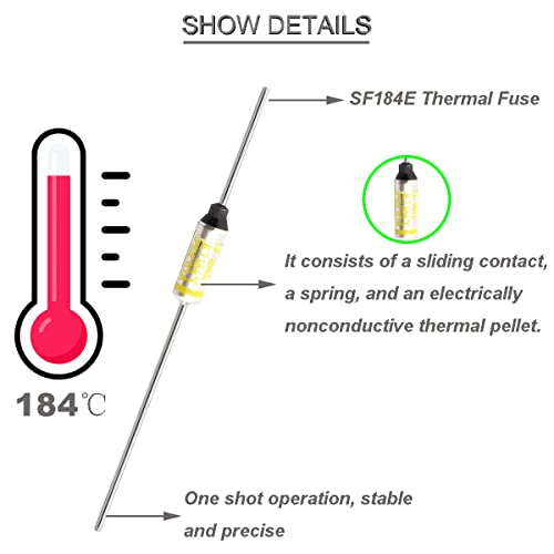 Image of 10 pcs SF184E SEFUSE 10A 250V Metal Thermal Cutoffs Thermal Fuse 184 Degree with GT-1 Crimp Terminal Silicone Fiberglass sleeving for Household Electrical appliances