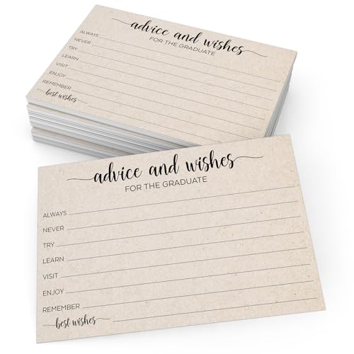 321Done Graduation Decorations Party Advice Cards for the Graduate - Pack of 50 Favors Wishes & Words of Wisdom for Guests - 14pt Card Stock Made in USA