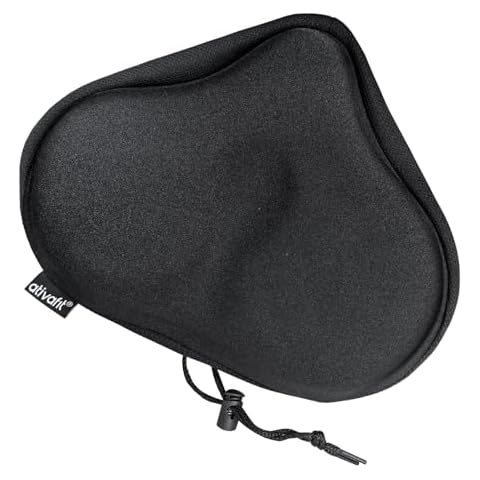 ATIVAFIT Exercise Bike Seat Cover Black Sponge and Silicone Padded Bicycle Seat Cushion Wide Comfortable for Spin Bike Indoor Bike Outdoor Bike Cover