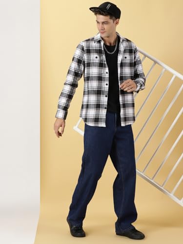 Image of Thomas Scott Men's | Checks | Full Sleeve | Regular Fit | 100% Cotton | Double Pocket | Spread Collar | Casual Shirt