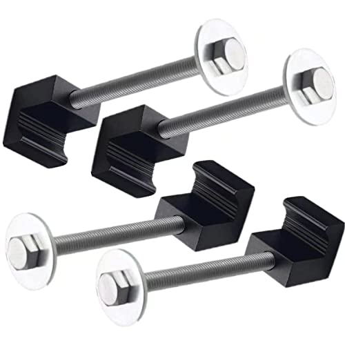 Evkilkjs 4Pcs Truck Tool Box Mounting Kit,Universal Pickup Truck Bed Tie Downs Aluminum J Hooks Crossover Mounting Set Pickup Truck Tool Box Fixing Supplies (Black) #TOP13