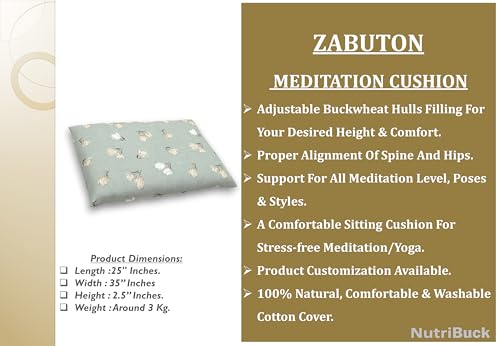 Image of Meditation | Yoga | Cushion | (Zabuton Mat) | Filled with Buckwheat Hulls |