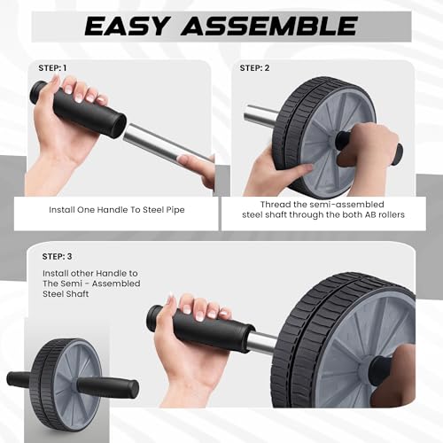 Image of Jaspo AB Drive Abs Roller Wheel with Stainless Steel Rod for Men & Women - Core Strength Training Abdominal Workout Equipment for Home Gym