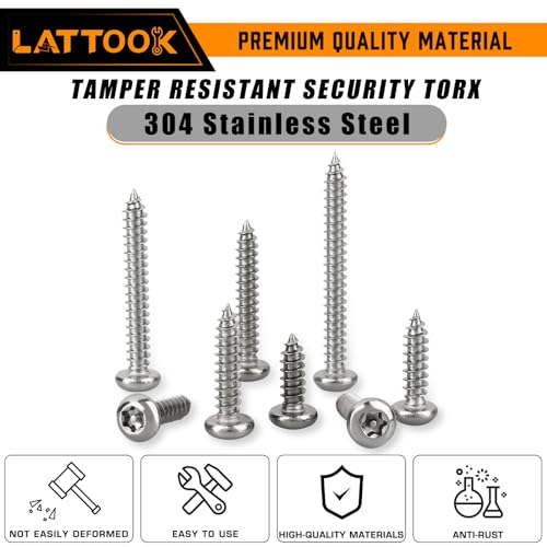 Lattook LTK658 180Pcs #8 Torx Security Screws 304 Stainless Steel Button Head Torx Sheet Metal Screws Security Anti-Theft Tamper Proof Self-Tapping Screws Assortment Kit thumb #5