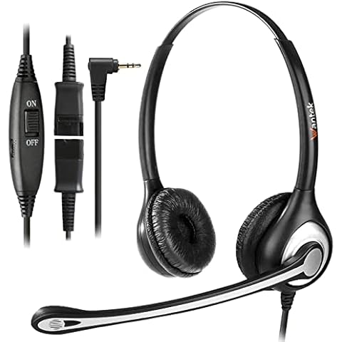 2.5mm Telephone Headset with Microphone Noise Cancelling & Quick Disconnect Cable, Wired Office Landline Phones Headset Work for Panasonic KX-DT321 Gigaset C430A Cisco SPA BT 7110 Cordless DECT Phones Cover