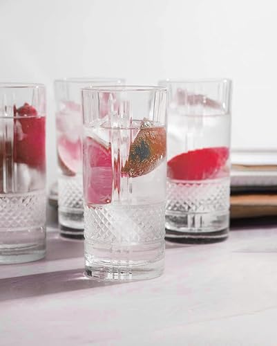 Image of bellemax 300 ML Premium Juice Glasses Drinking Glasses,Highball Lead-Free Glasses,Tumblers for Water,Juice,Beer,Cocktail and Mixed Drinks - 6 Pieces,Transparent (BM-03)