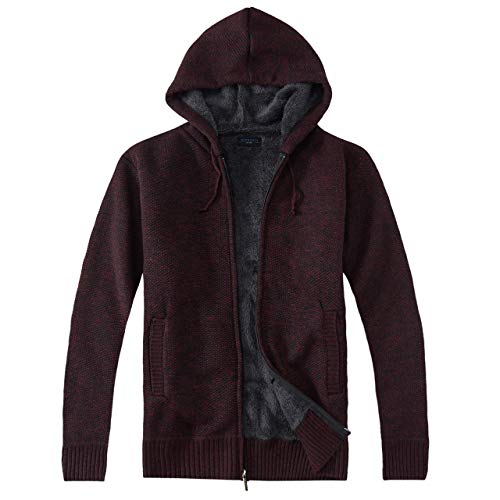Gioberti Men's Full Zip Knitted Regular Fit Hoodie with Sherpa Lining2