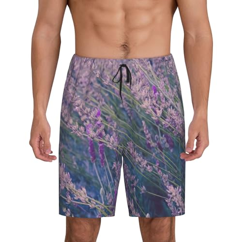 Pyjama court respirant homme violet imprimé lavande léger