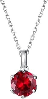 FANCIME Everbloom Necklace Women 14K Solid White Gold Pendant with Sterling Silver Chain Heart Birthstone Gemstone Jewelry Mothers Day Gifts for Women