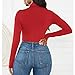 Zando Red Bodysuit for Women Long Sleeve Thong for Going Out sexy Body Suit Soft Basic Tee Shirts Festival Halloween Cosplay Gothic Top Red Small