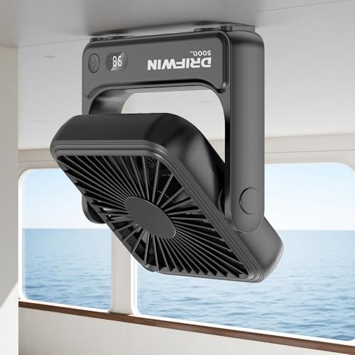 DRIFWIN Ventilador de viaje, 5000 mAh, funciona con pilas, aprobado por cruceros, para dormir, viajar y crucero Essentials 2026