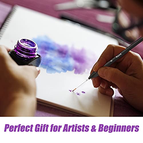 Queenser Conjunto de pincéis de pintura profissional de 15 peças em miniatura Fino Miniatura Pincéis