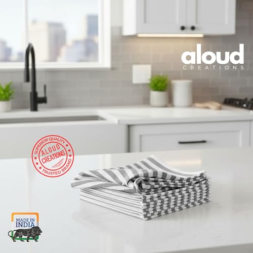 Image of ALOUD CREATIONS 4pc Advanced Diamond Weave Microfiber Cleaning Cloth | Extra Thick 400 GSM | Kitchen Cleaning Clothes | Kitchen Cloth for Cleaning & Dusting | Essentials for New Home | 14x14 inch