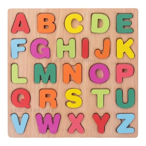 Image of Khasala Brothers Wooden ABCD Alphabet Number Shape Explorative Puzzles Toddler Learning Puzzles,Educational Activity Boards Toys for Child Boys and Girls (ABCD)