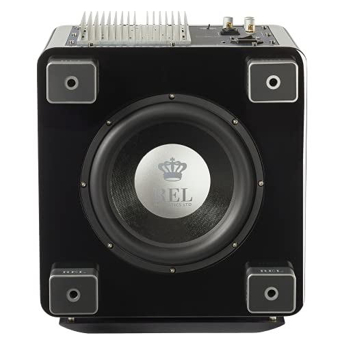 Image of REL T /9x 10-Inch Powered Subwoofer - Sealed Design with Class AB Amplifier, RCA Inputs, and Deep Bass for HiFi Stereo Systems, Home Theater, and Surround Sound - High Gloss Black Finish